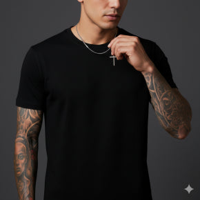 Colar Minimalista Cruz Masculino Aço Inoxidável Premium