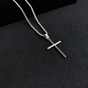 Colar Minimalista Cruz Masculino Aço Inoxidável Premium